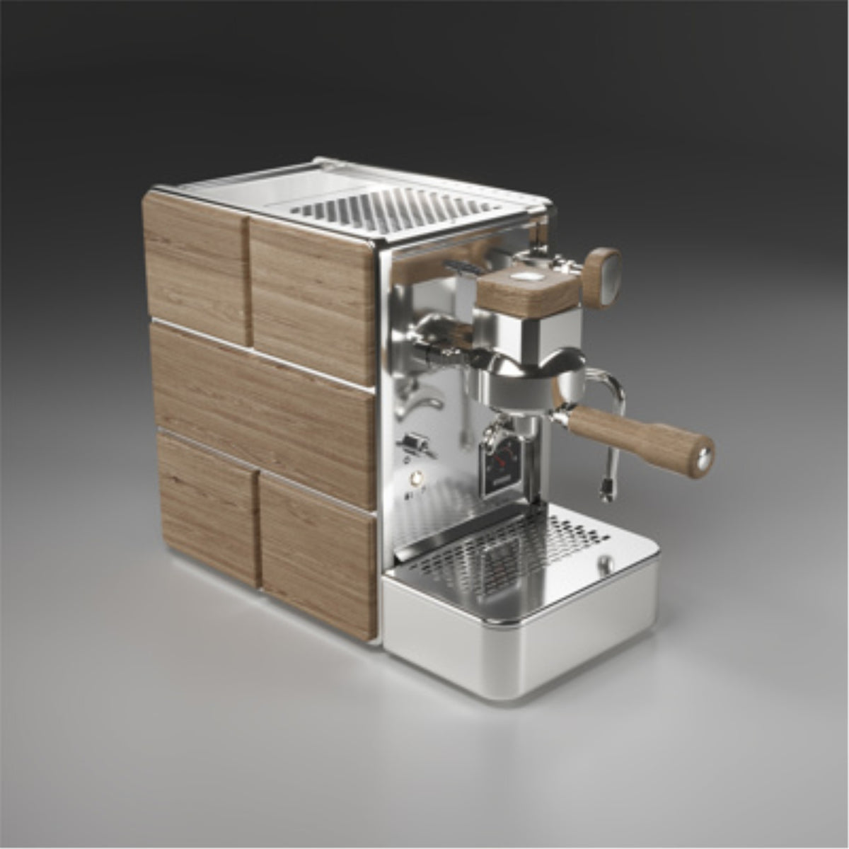 Stone Mine Premium espresso machine - chrome/wood