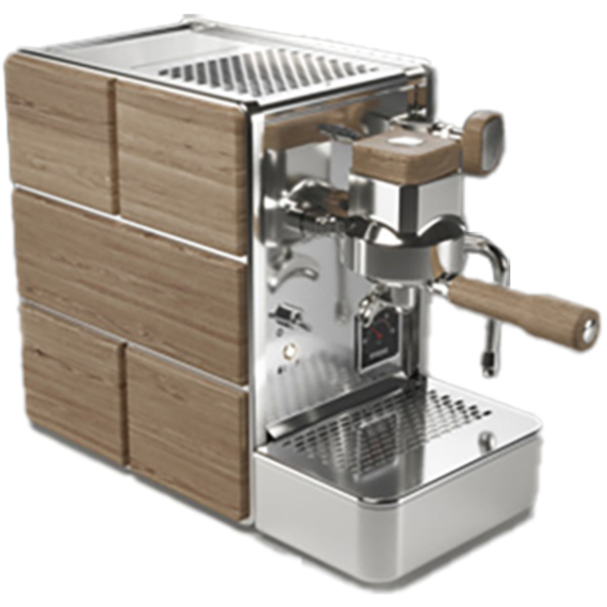 Stone Mine Premium espresso machine - chrome/wood